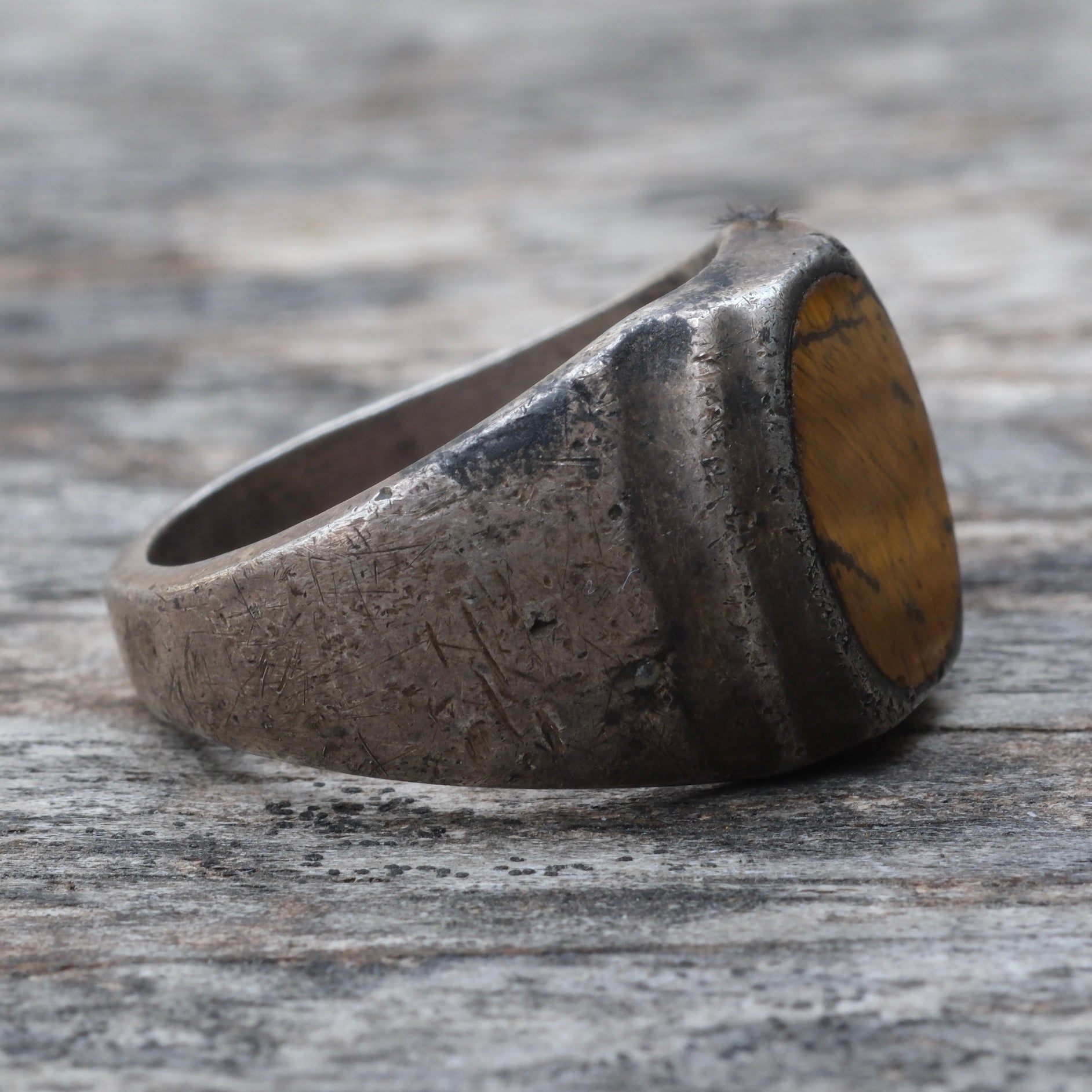 Vintage Sterling Tigers Eye Signet Ring 9.75