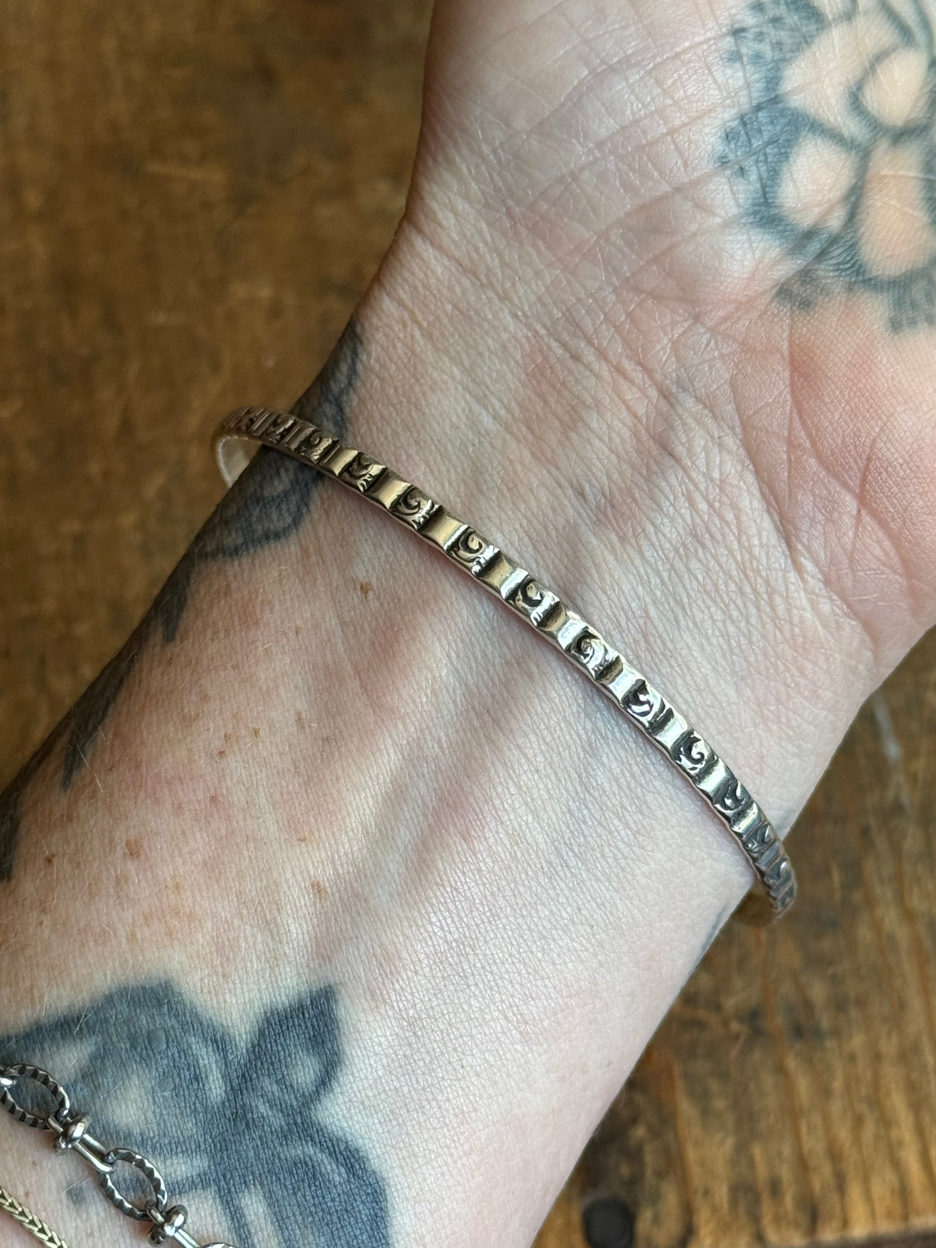 Vintage Sterling Silver Stamped Bar Bangle