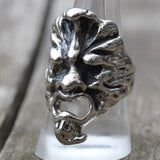 Vintage White Bronze Biker Ring 8.75