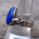Vintage Sterling Lapis Eagle Ring 9