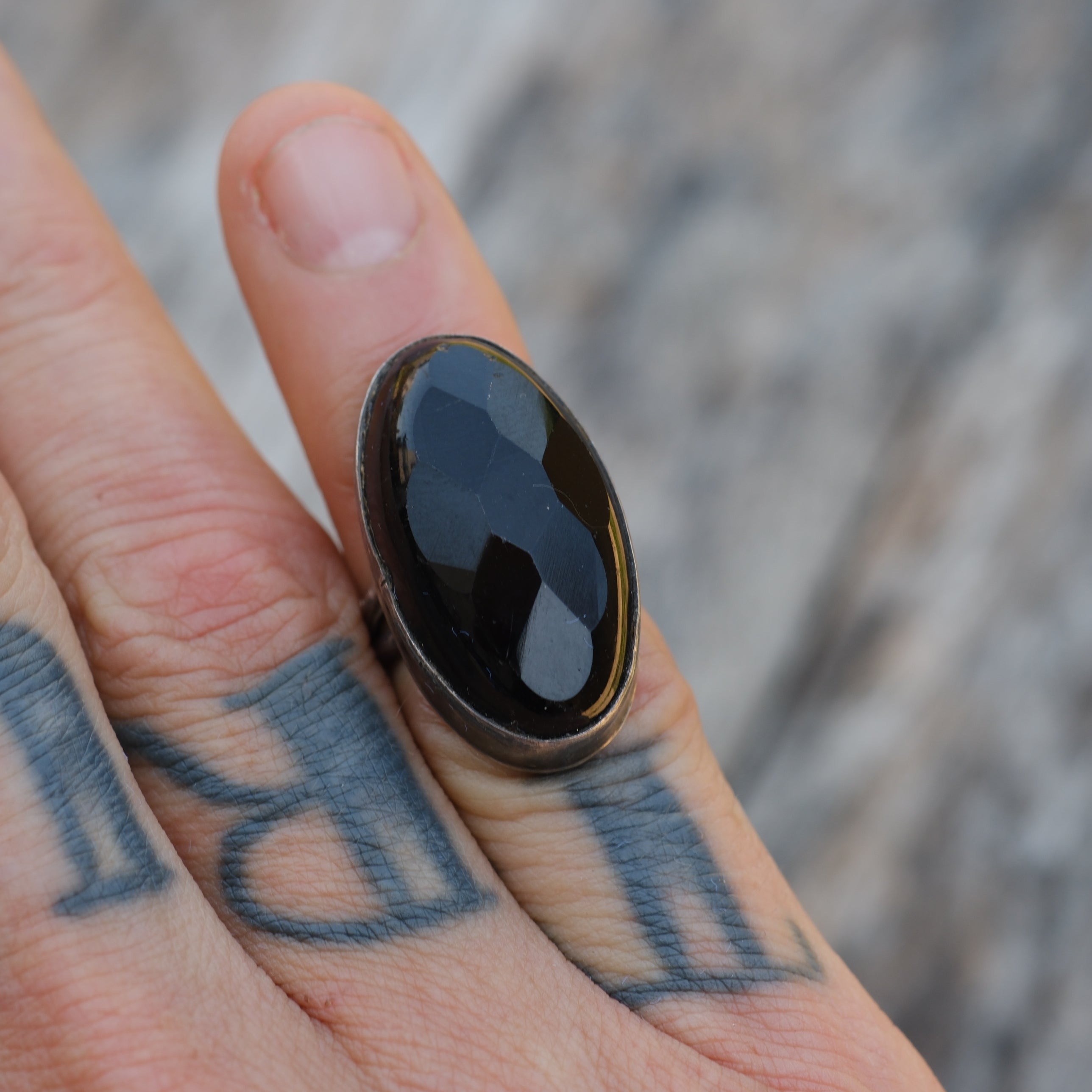 Vintage Sterling Faceted Stone Ring 4.75