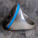 Vintage Sterling Inlaid Road Runner Ring 11.75
