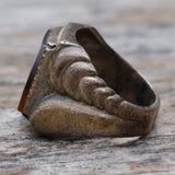 Vintage Sterling Agate Signet Ring 4.75