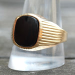 Vintage Gold Plated Onyx Signet Ring 12.5