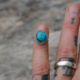 Vintage Sterling Turquoise Roper Ring 2