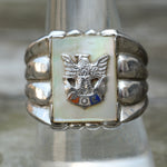 Vintage Sterling FOE Mother Of Pearl Ring 9