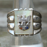 Vintage Sterling FOE Mother Of Pearl Ring 9