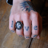 Vintage Sterling Abalone Florette Ring 6