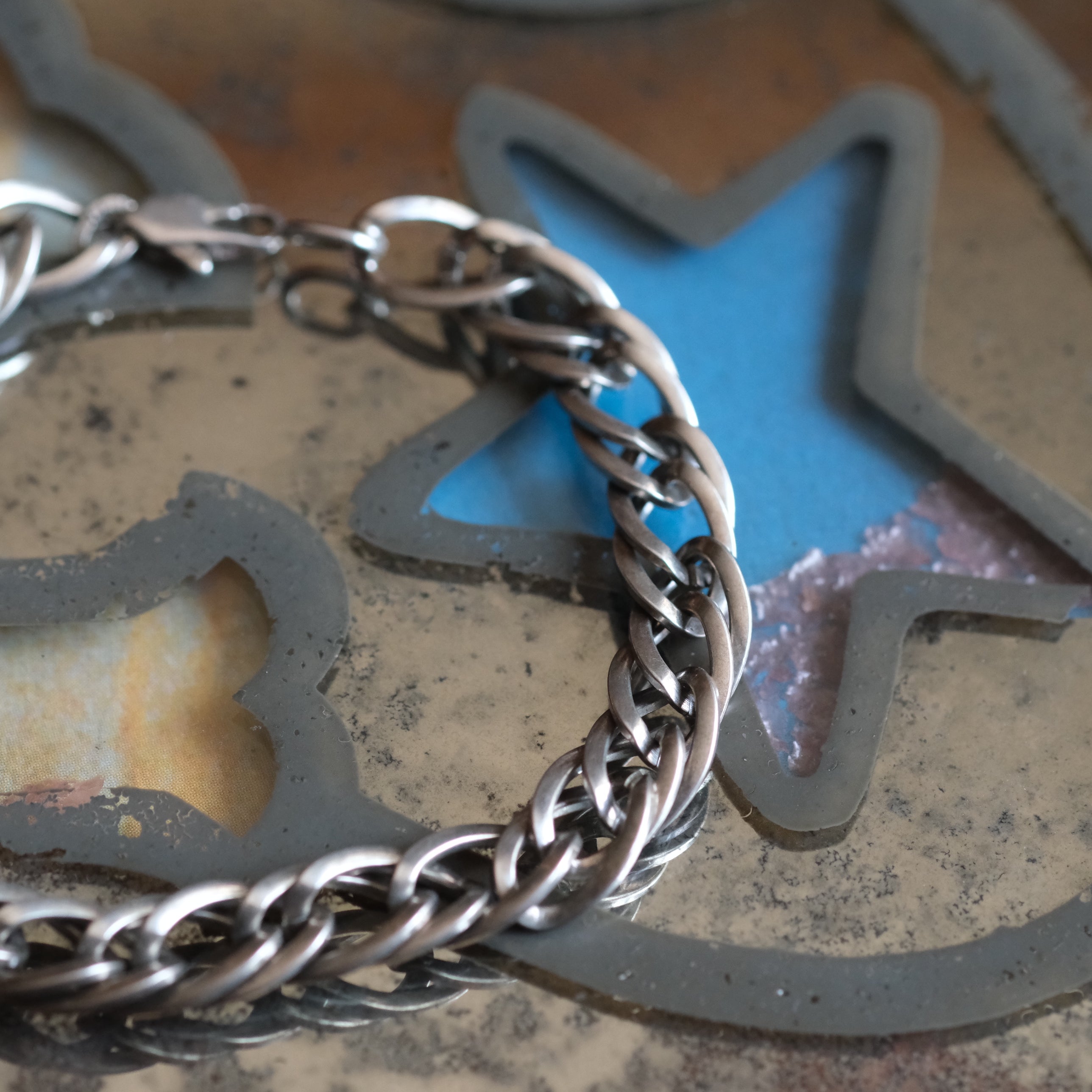 Vintage Sterling Double Curb Chain Bracelet 7.25"