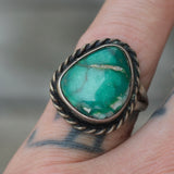 Vintage Sterling Turquoise Roper Ring 5.25