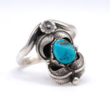 Vintage Sterling Turquoise Feather Ring 7.75