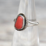 Vintage Sterling Coral Roper Ring 5
