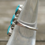 Vintage Sterling Turquoise Cluster Ring 6.75
