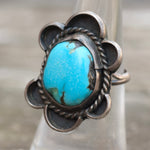 Vintage Sterling Turquoise Roper Ring 5.75