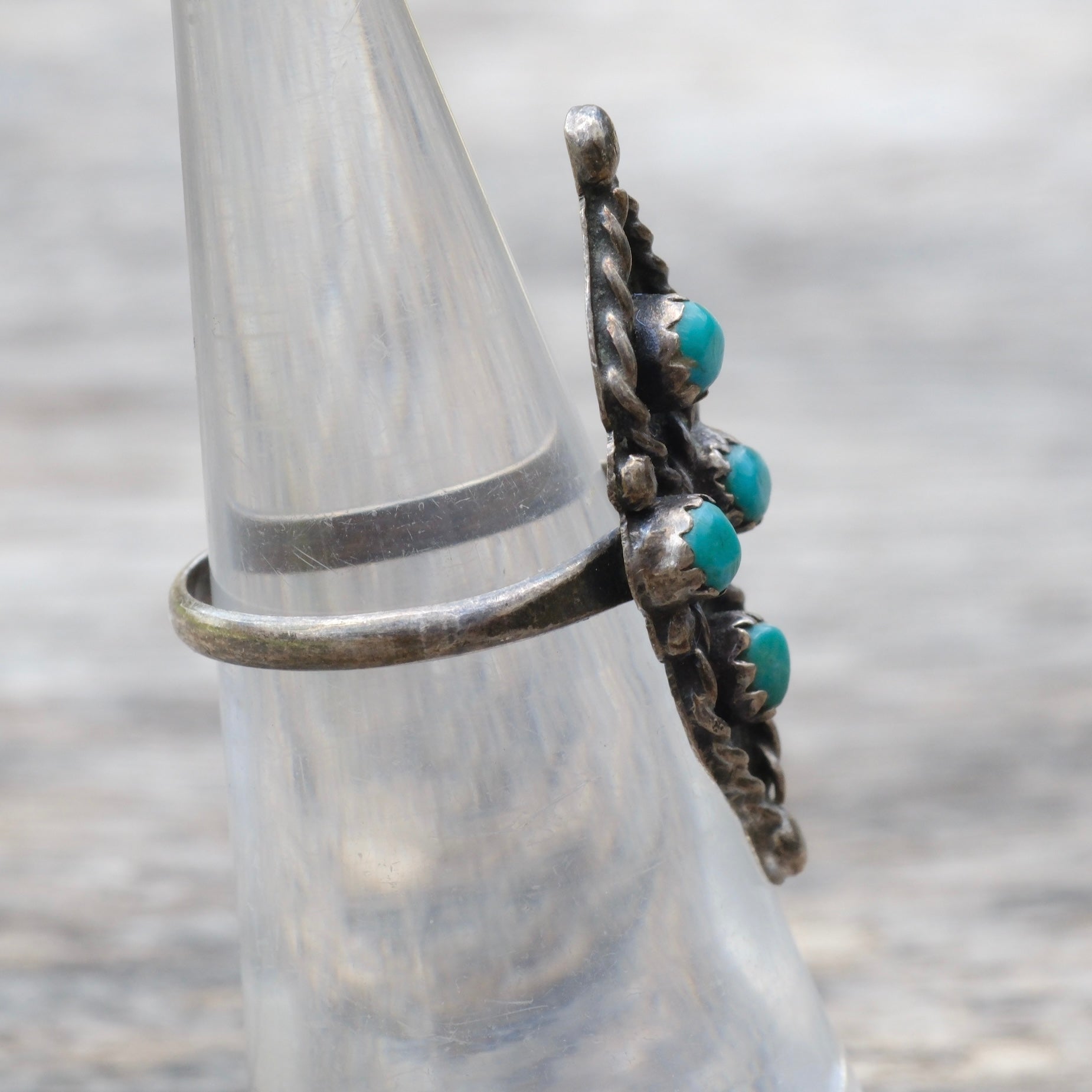 Vintage Sterling 4-Stone Turquoise Ring 5.5