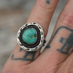 Vintage Sterling Turquoise Stamped Ring 6.25