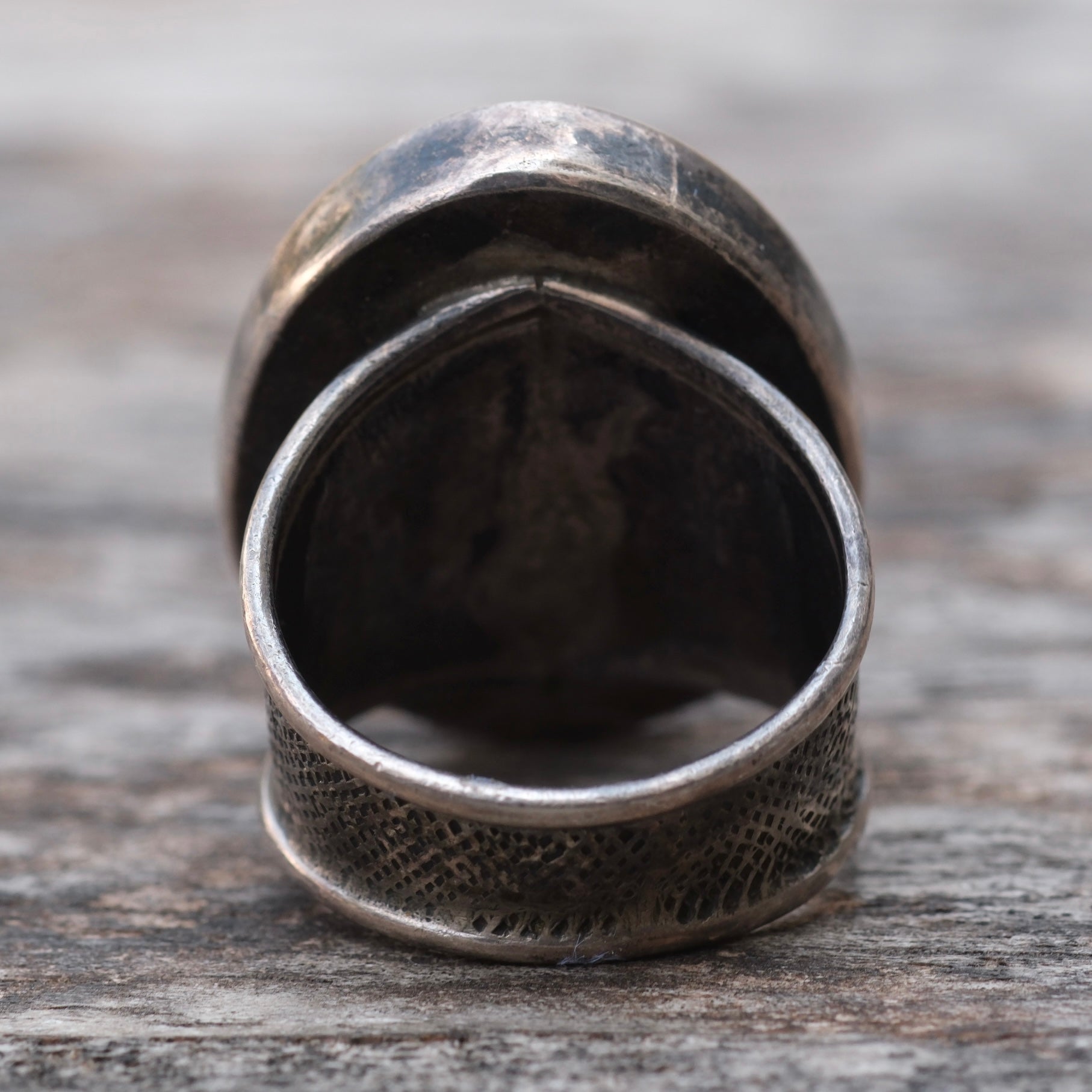 Vintage Sterling Turquoise Textured Band Ring 6