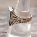 Vintage Sterling Crushed Turquoise RIng 7.75