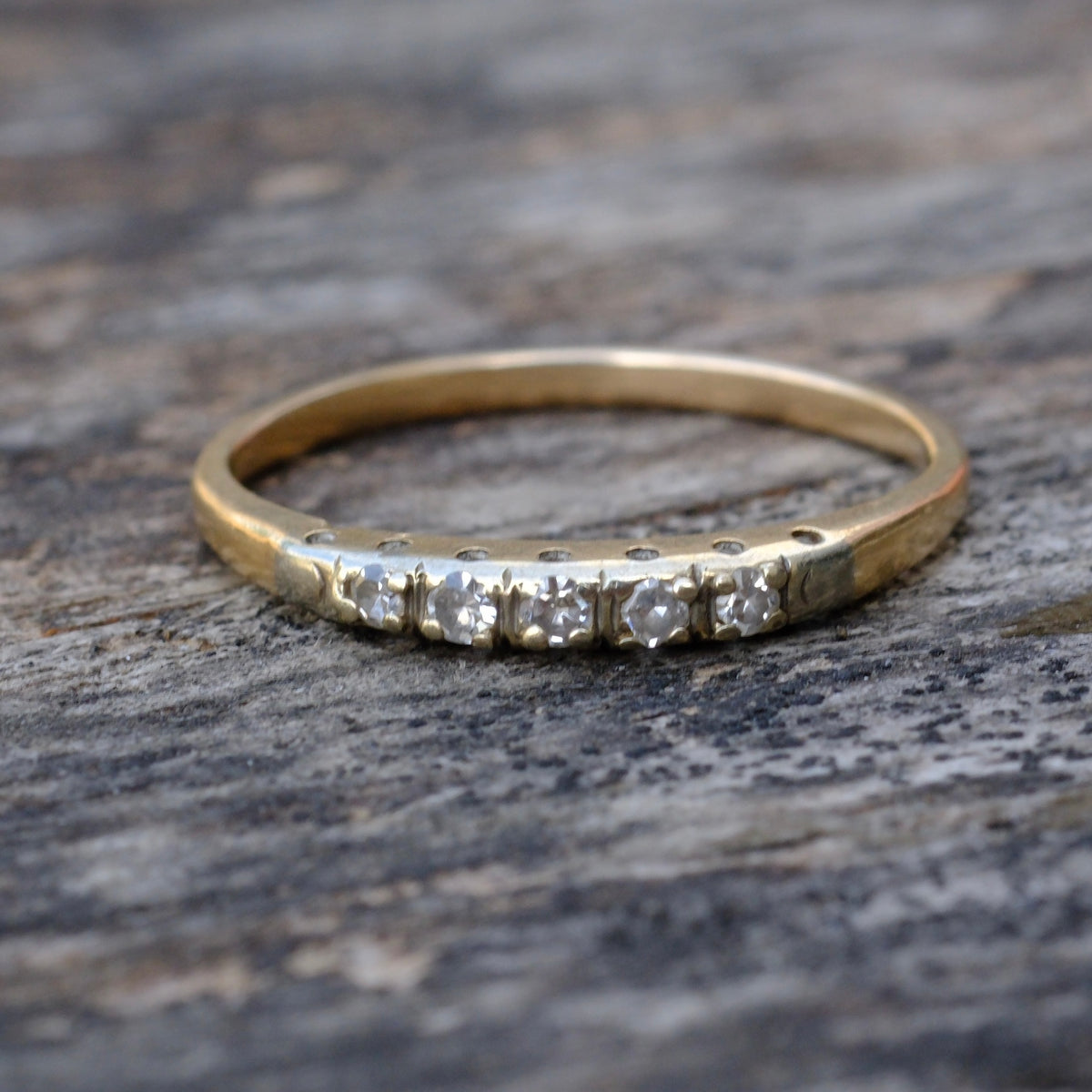 Vintage 14k Gold Natural Diamond Ring 5.75