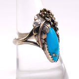 Vintage Sterling Turquoise Feather Ring 8.75