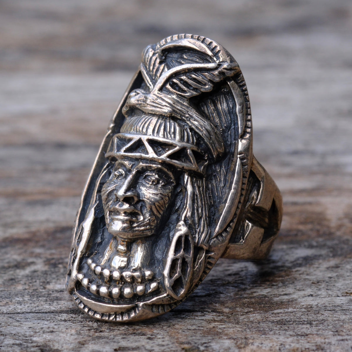 Vintage Sterling Big Chief Ring 8.25