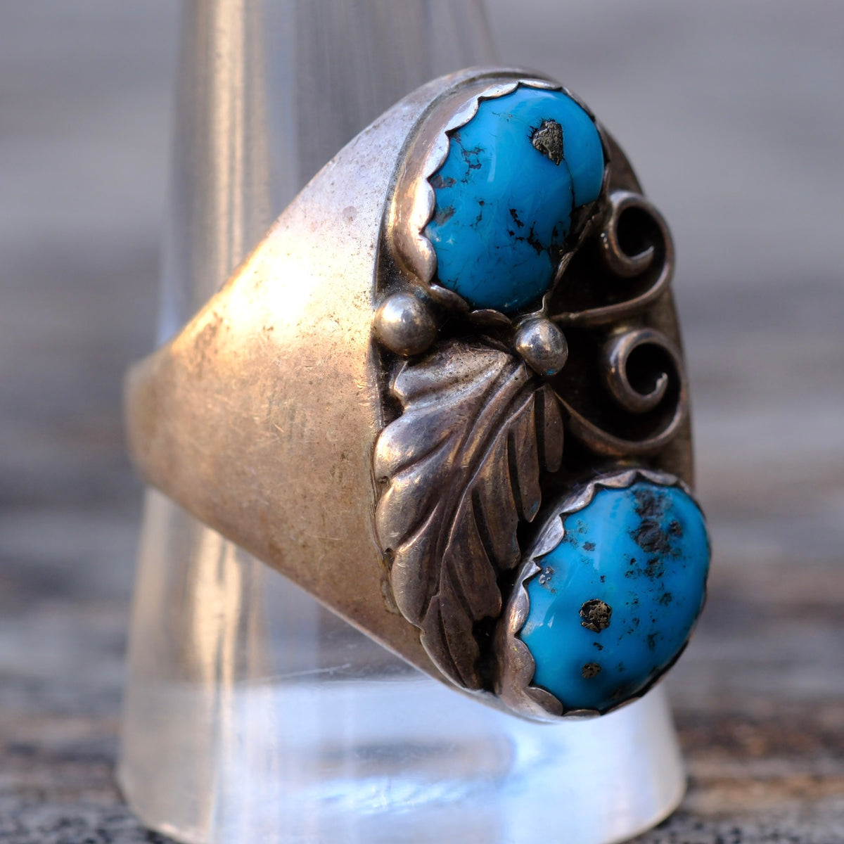 Vintage Sterling Morenci Feather Ring 10.75