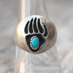 Vintage Sterling Turquoise Bear Paw Ring 7.25