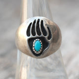 Vintage Sterling Turquoise Bear Paw Ring 7.25