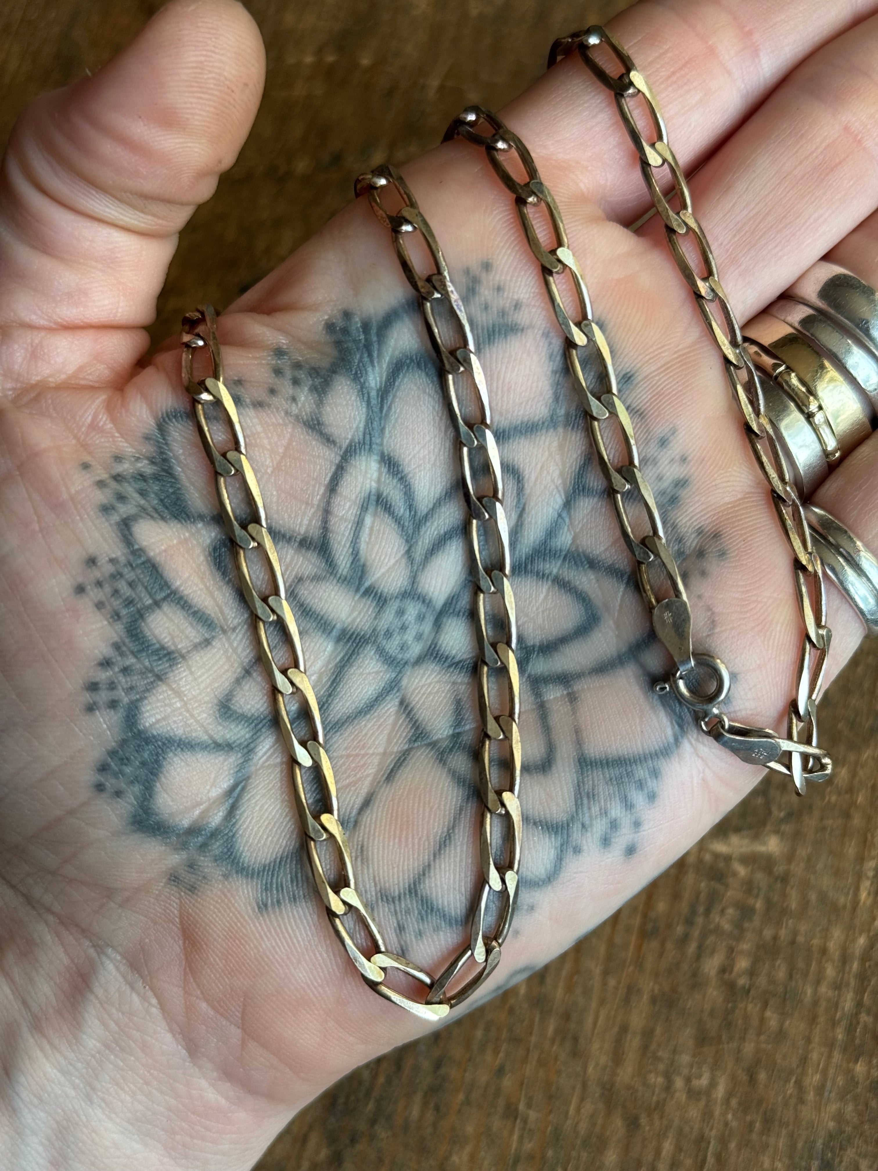 Vintage Sterling Silver 24” Oval Curb Chain