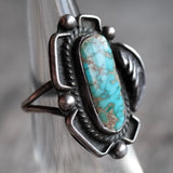 Vintage Sterling Turquoise Feather Ring 5.5