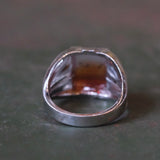 Vintage Sterling Agate Mid Century Signet Ring 4.75