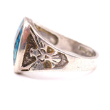 Vintage Sterling Crushed Turquoise Inlay Thunderbird Ring 13