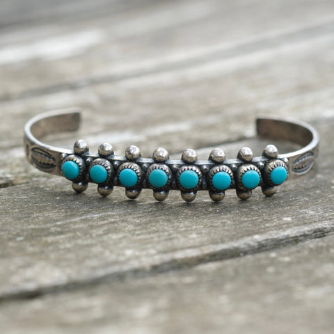 Vintage Sterling Snake Eye Turquoise Cuff