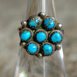 Vintage Sterling Turquoise Cluster Ring 5