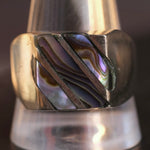 Vintage Sterling Abalone Inlay Striper Ring 12.5