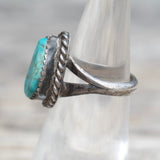 Vintage Sterling Turquoise Roper Ring 5
