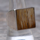 Vintage Sterling Wood Inlay Ring 9.5