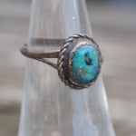 Vintage Sterling Turquoise Roper Ring 5.5