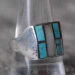 Vintage Sterling Turquoise and Mother Of Pearl Inlay Ring 11.5