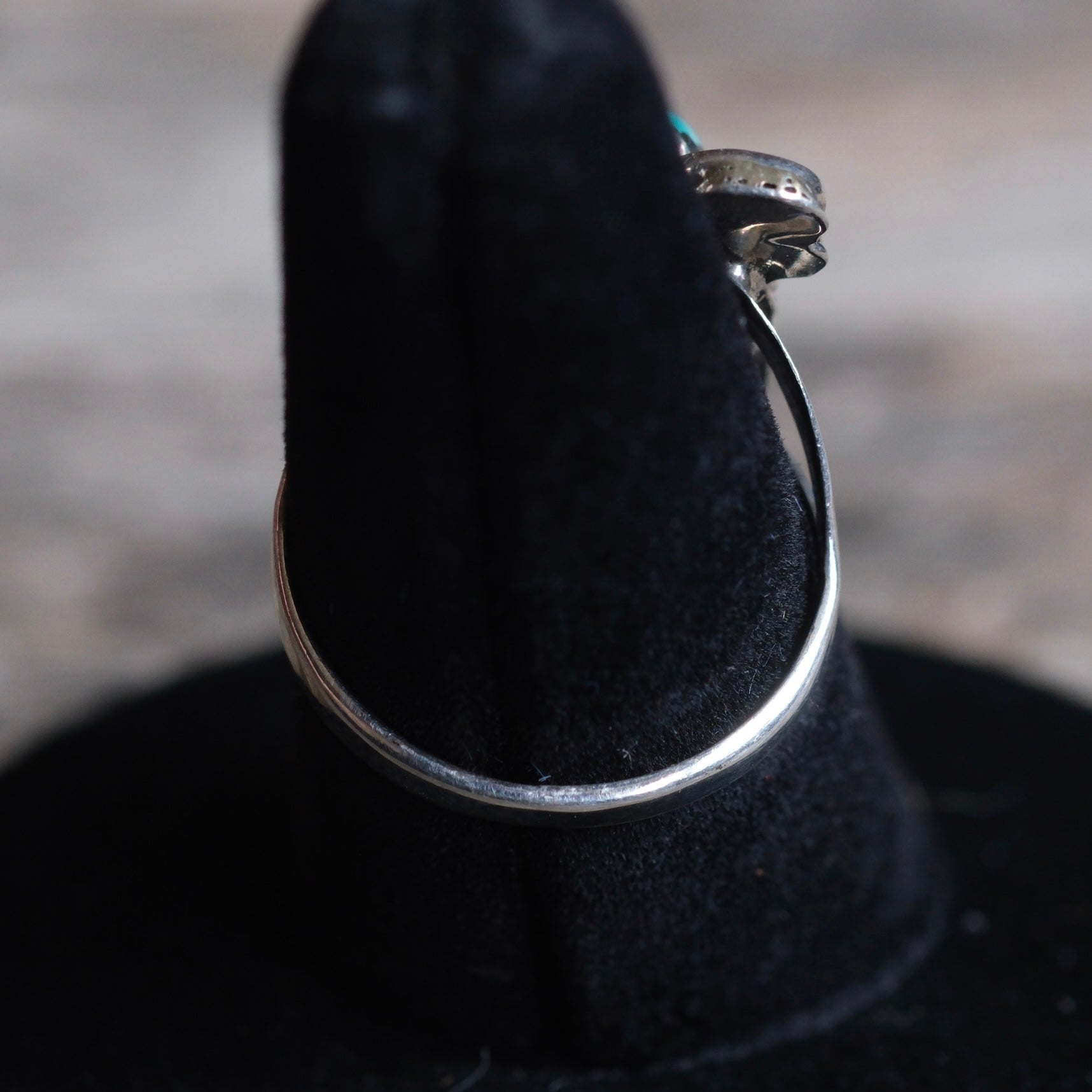 Vintage Sterling Turquoise Blossom Ring 7.25