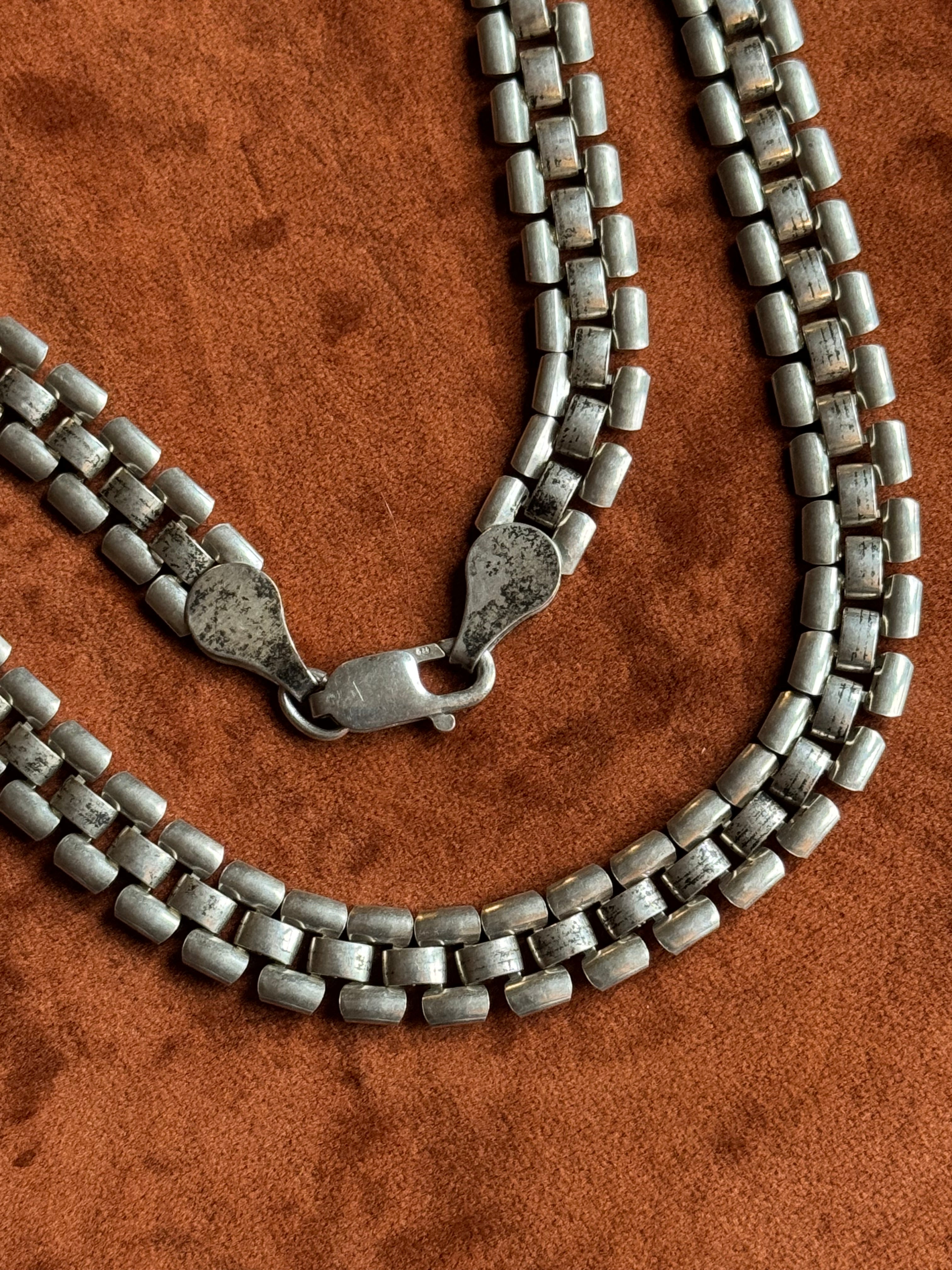 Vintage Sterling Silver 18” Flat Link Chain