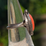 Vintage Sterling Coral Feather Ring 5.75