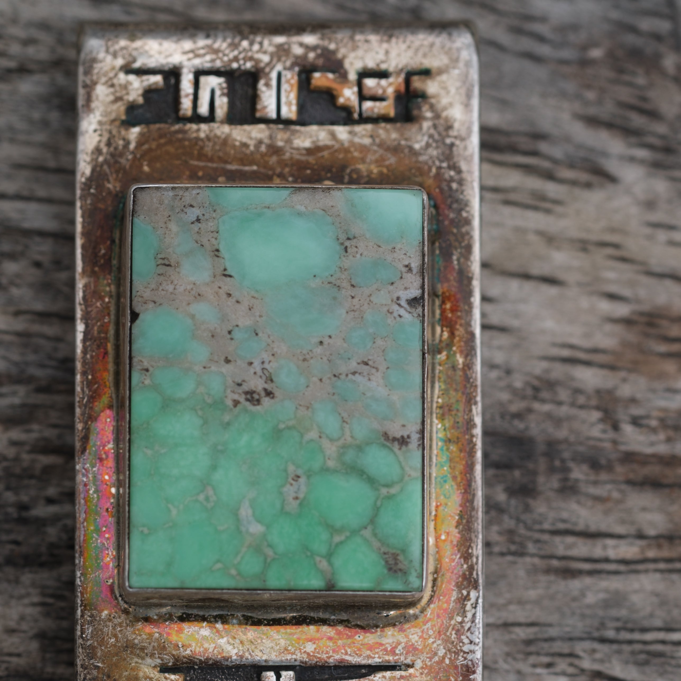 Vintage Sterling Silver Huge Turquoise Navajo Money Clip