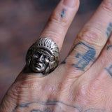 Vintage Sterling Silver Big Chief Ring 7.5