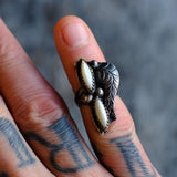 Vintage Sterling 2-Stone Mother Of Pearl Ring 3.25