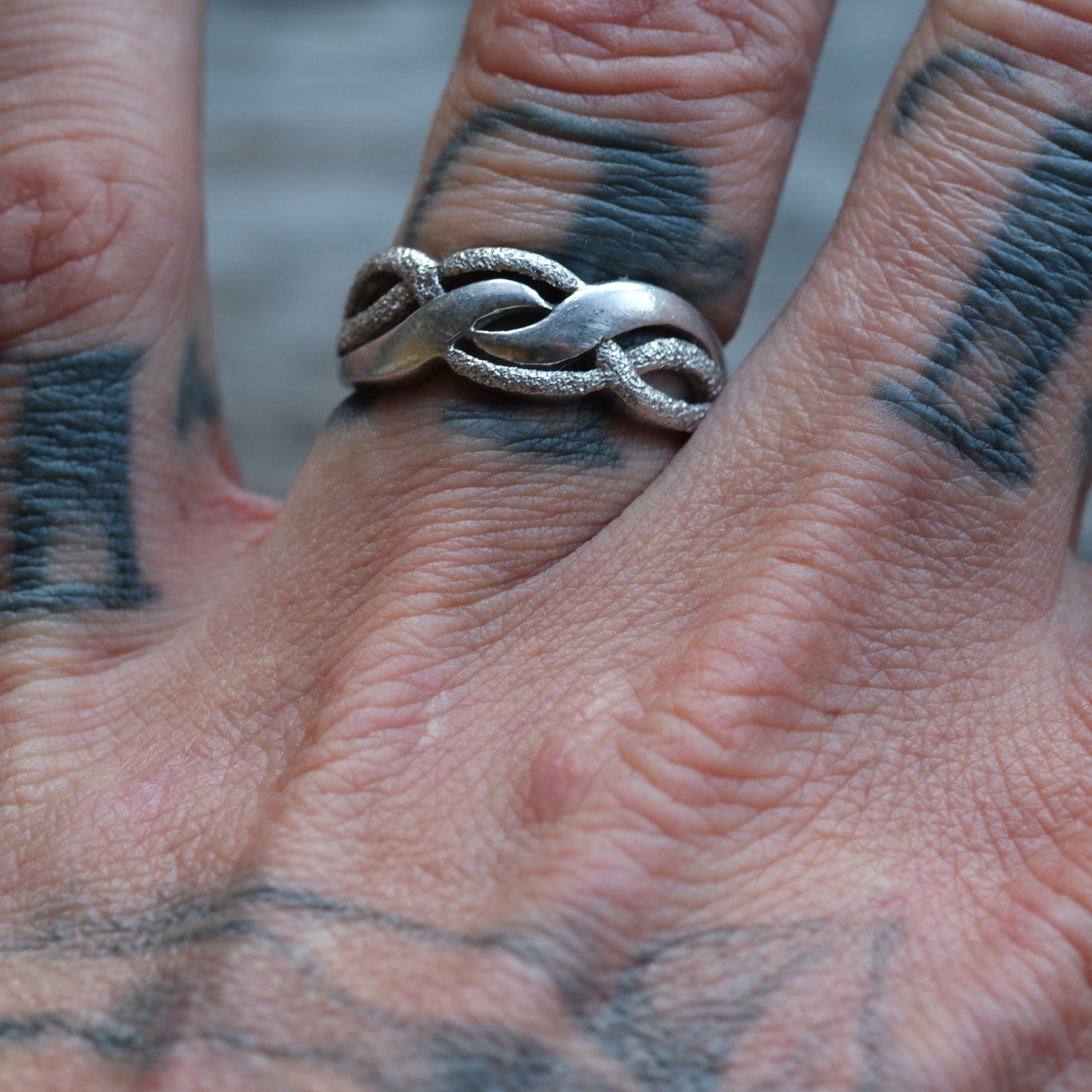 Vintage Sterling Silver Woven Band 7.75