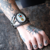 HUGE Vintage Sterling Inlay Dancer Cuff