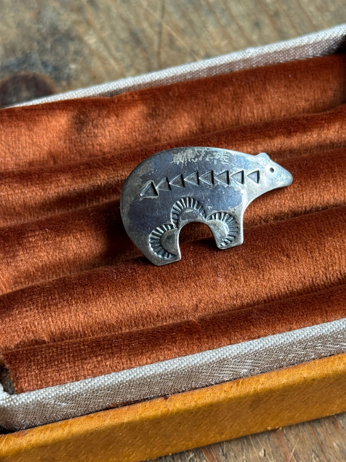 Vintage Sterling Silver Stamped Bear Pin
