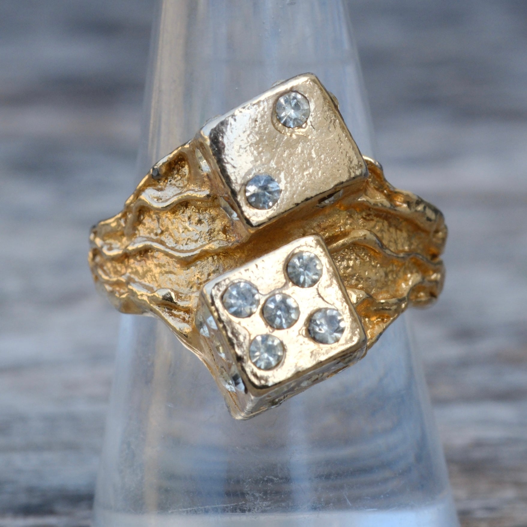 Vintage Gold Plated Gambler Ring 9