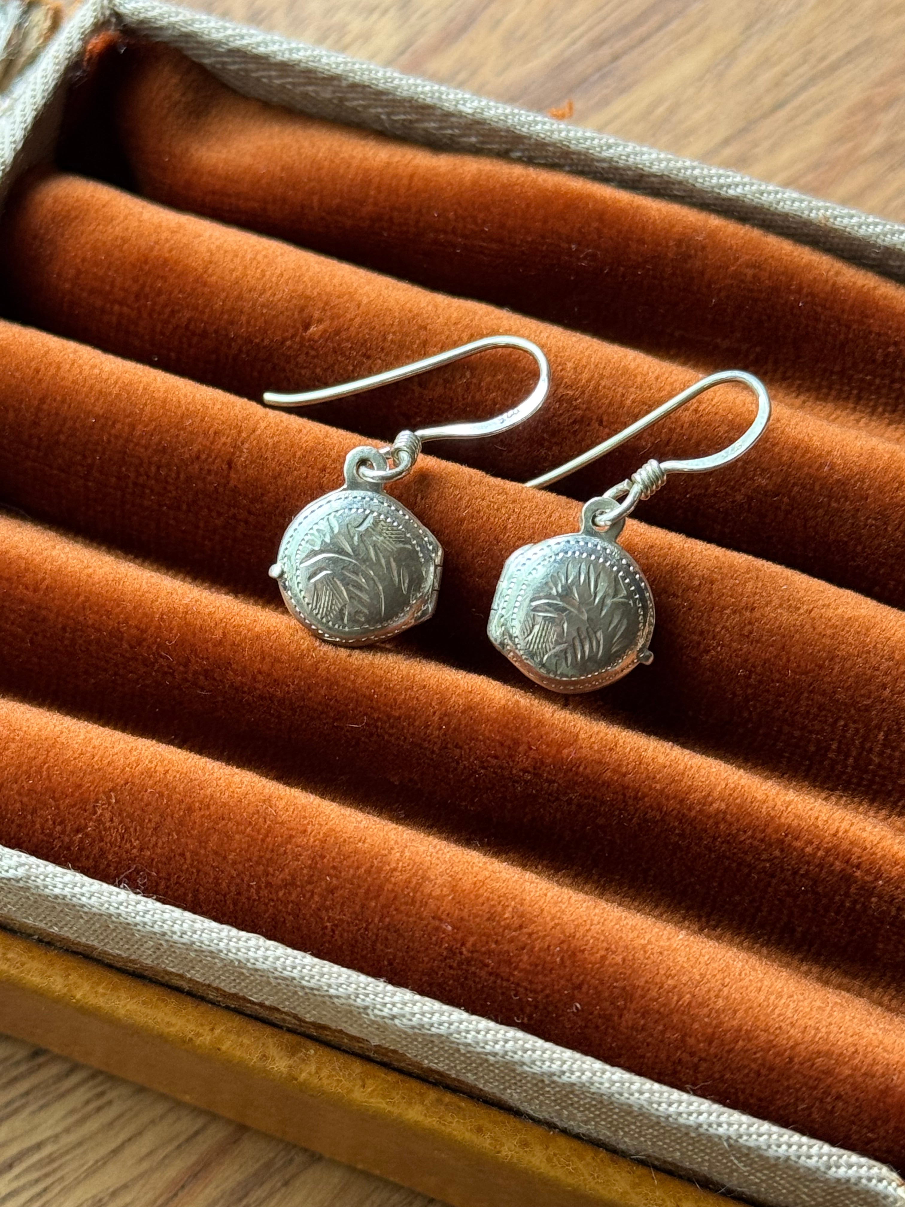 Vintage Sterling Silver Locket Earrings